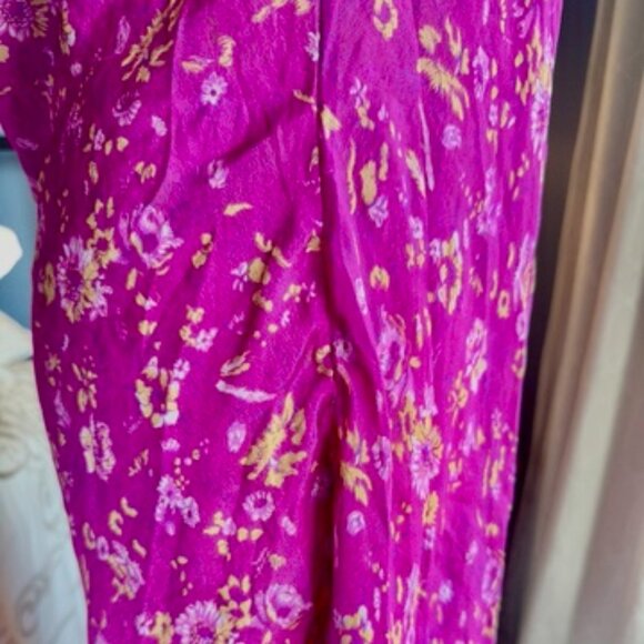 Fuchsia Floral Recycled Sari Sheer Dress - Picture 6 of 14